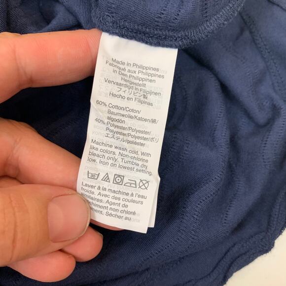 NWT Madewell Scallop Stripe Top Navy Blue Textured Dolman Sleeve T Shirt XXS - Picture 4 of 8